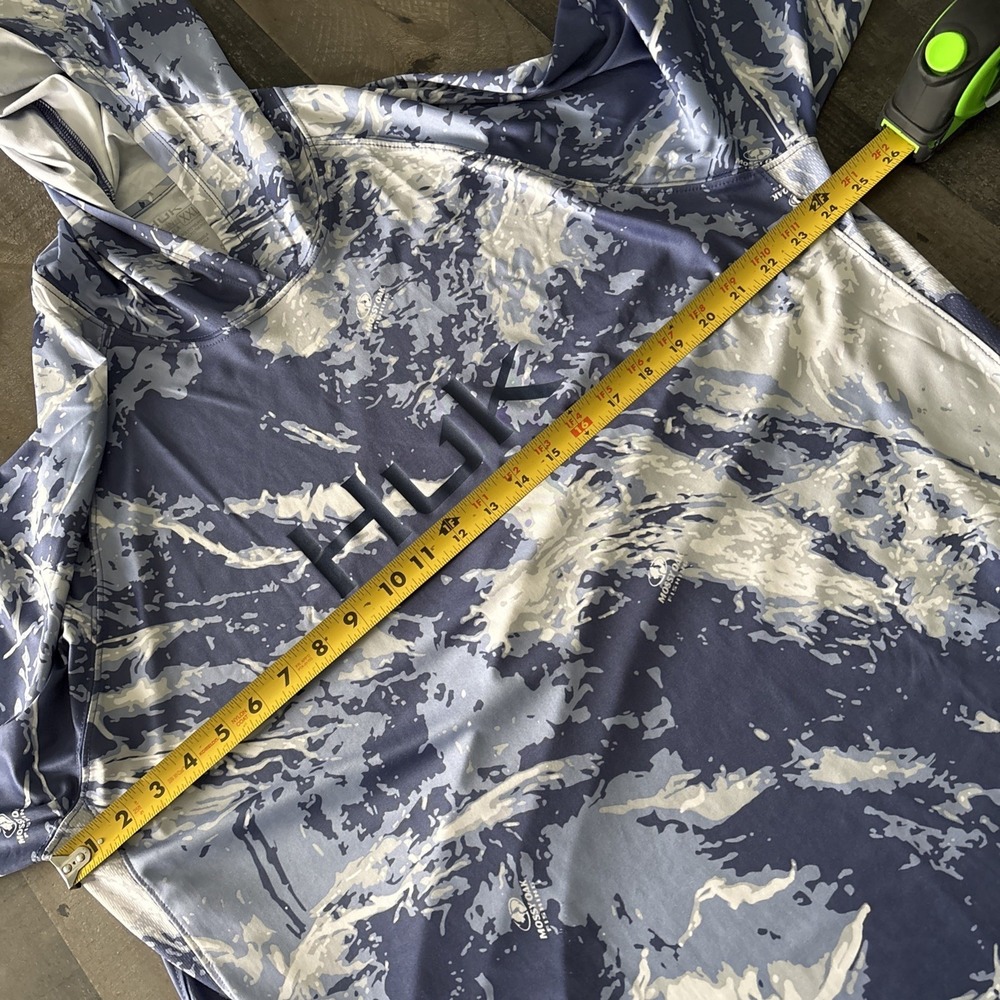 Huk Performance Fishing Hoodie Shirt Mens XXL Blue Camo Long Sleeve Outdoors - Picture 6 of 9